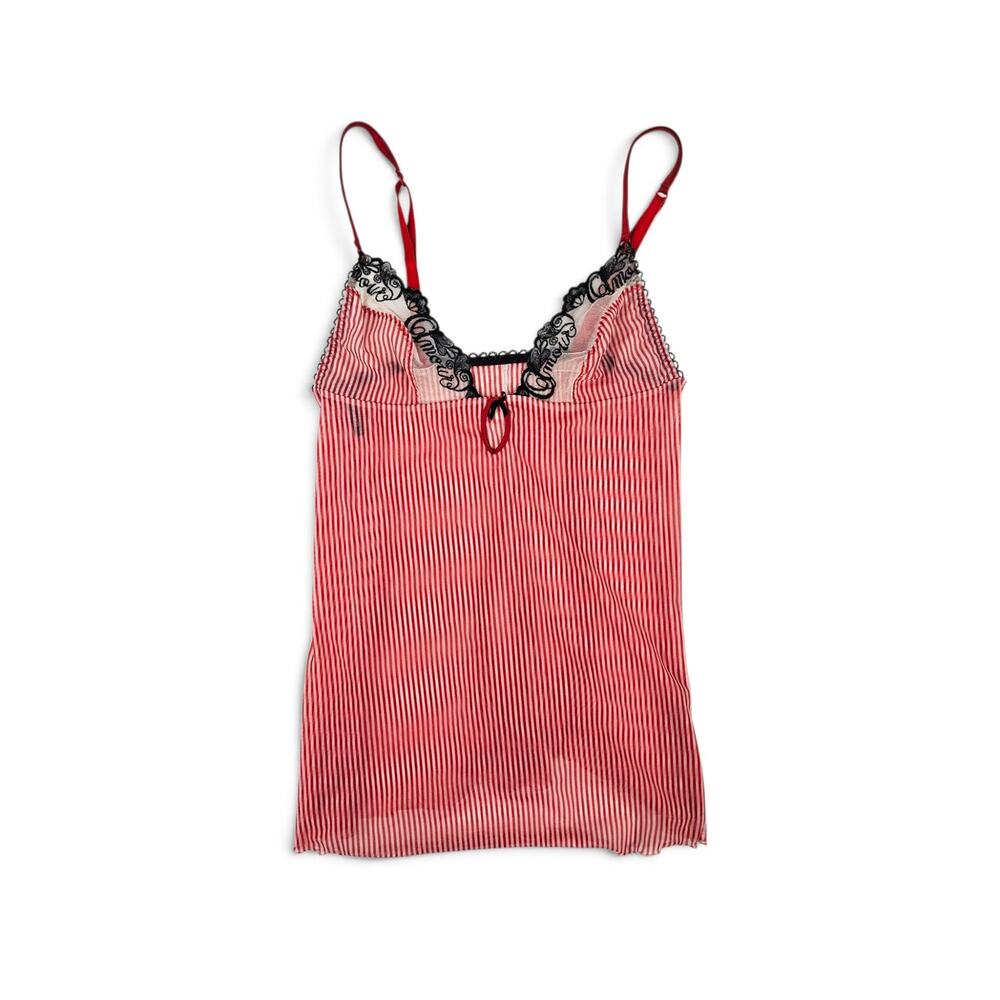 Euro Sheer Mesh Cami Striped Lengerie Top - XS